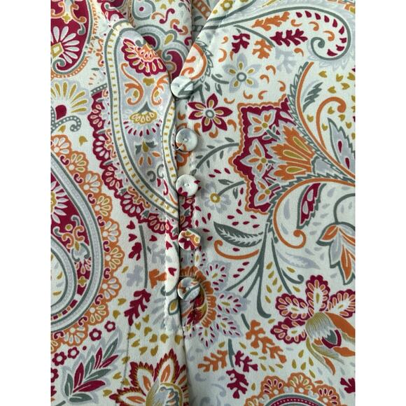 Cynthia Rowley Paisley Print V-Neck Blouse with Flutter Sleeves Size 1X - Picture 3 of 4